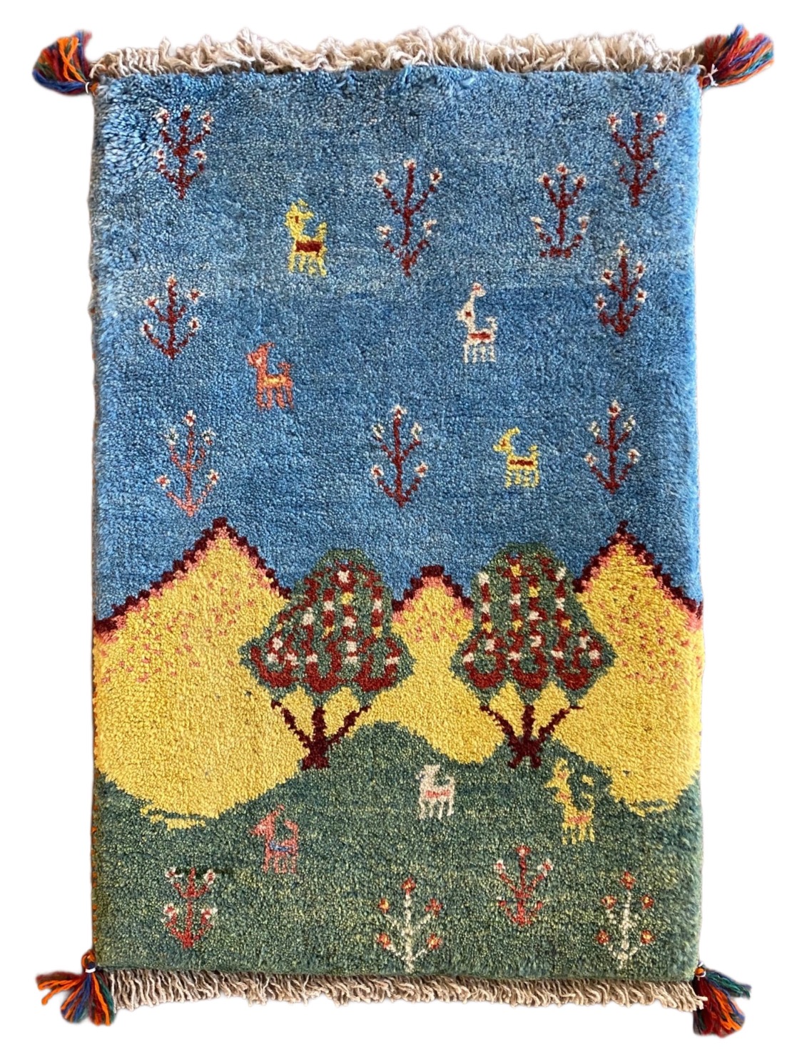超美品】ギャッベ ペルシャ絨毯 139 × 196センチ いそがしく