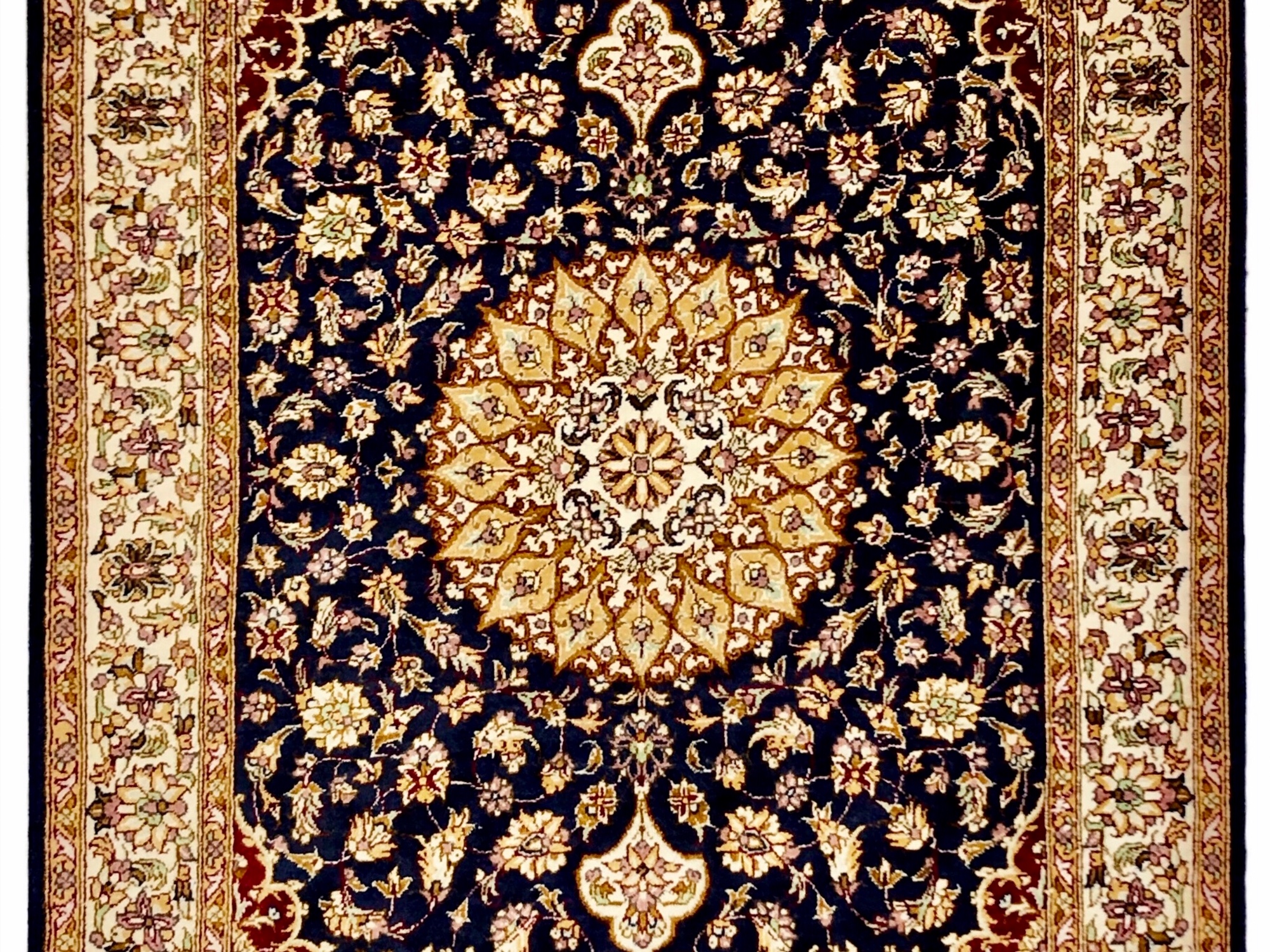ペルシャ絨毯【シルク】マラゲ産(クム柄) 59×93 玄関マット小 ¥275,000 