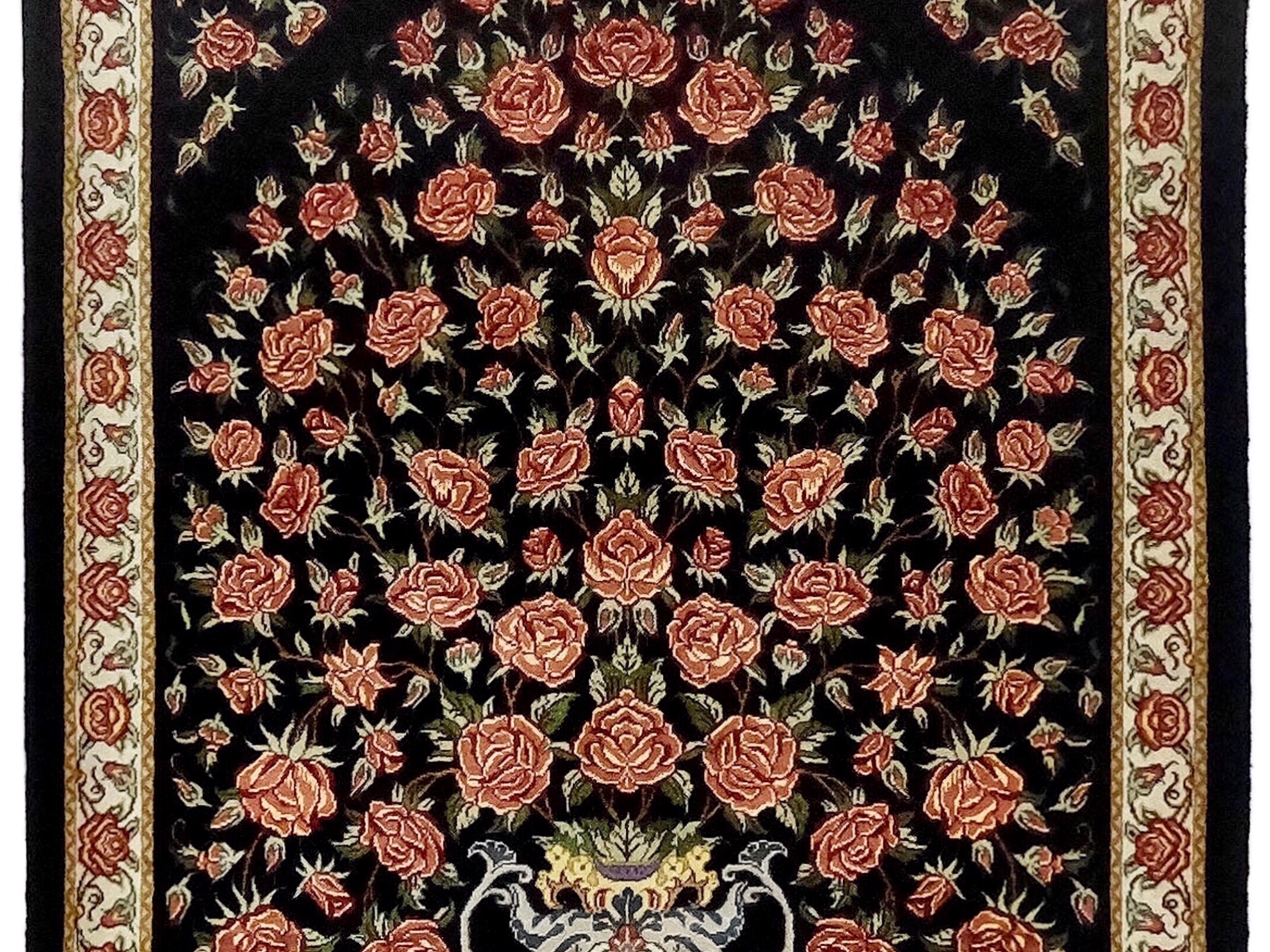 ペルシャ絨毯【シルク】ザンジャン産(クム柄) 59×91 玄関マット小 ¥330,000(税込)