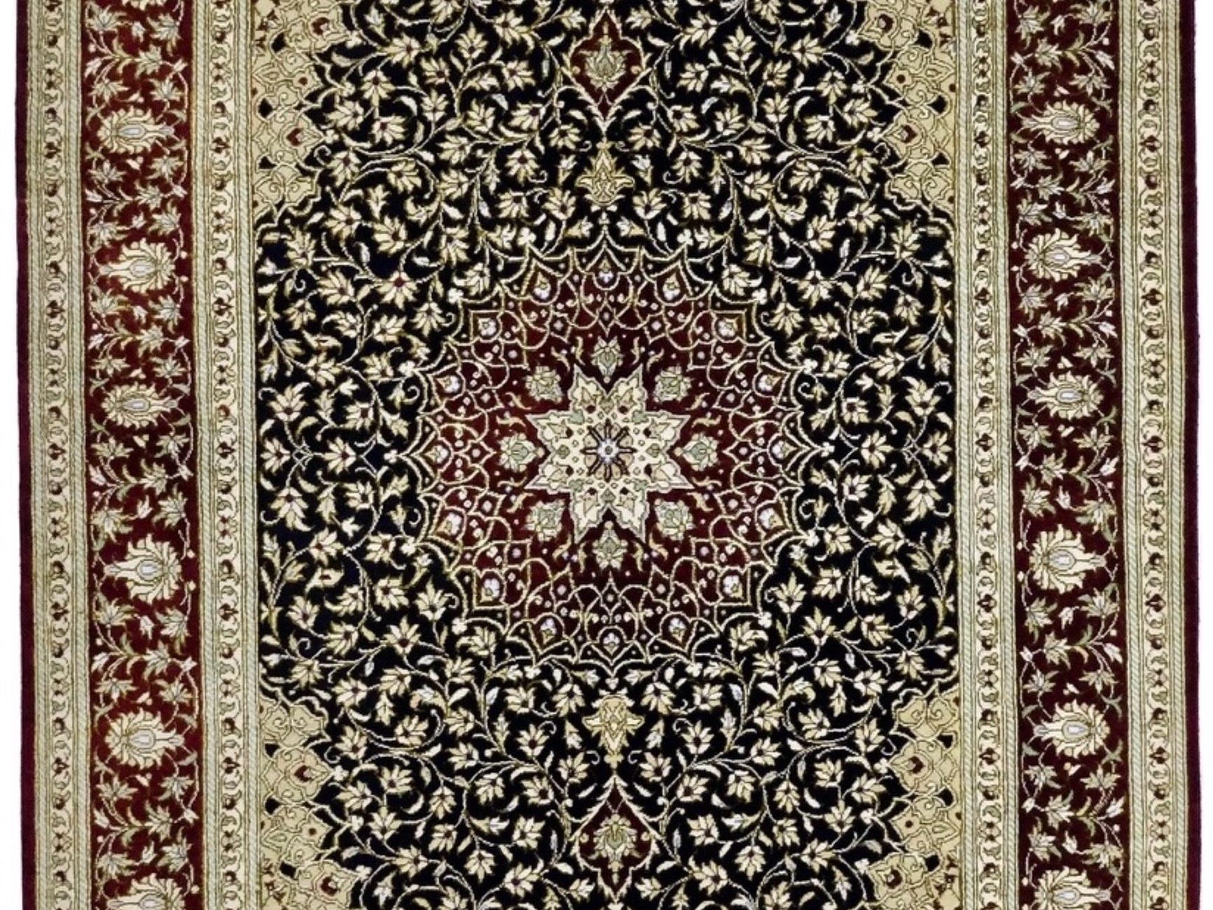 ペルシャ絨毯　コム産デザイン　226×150cmシルク植物繊維 100% 最高級