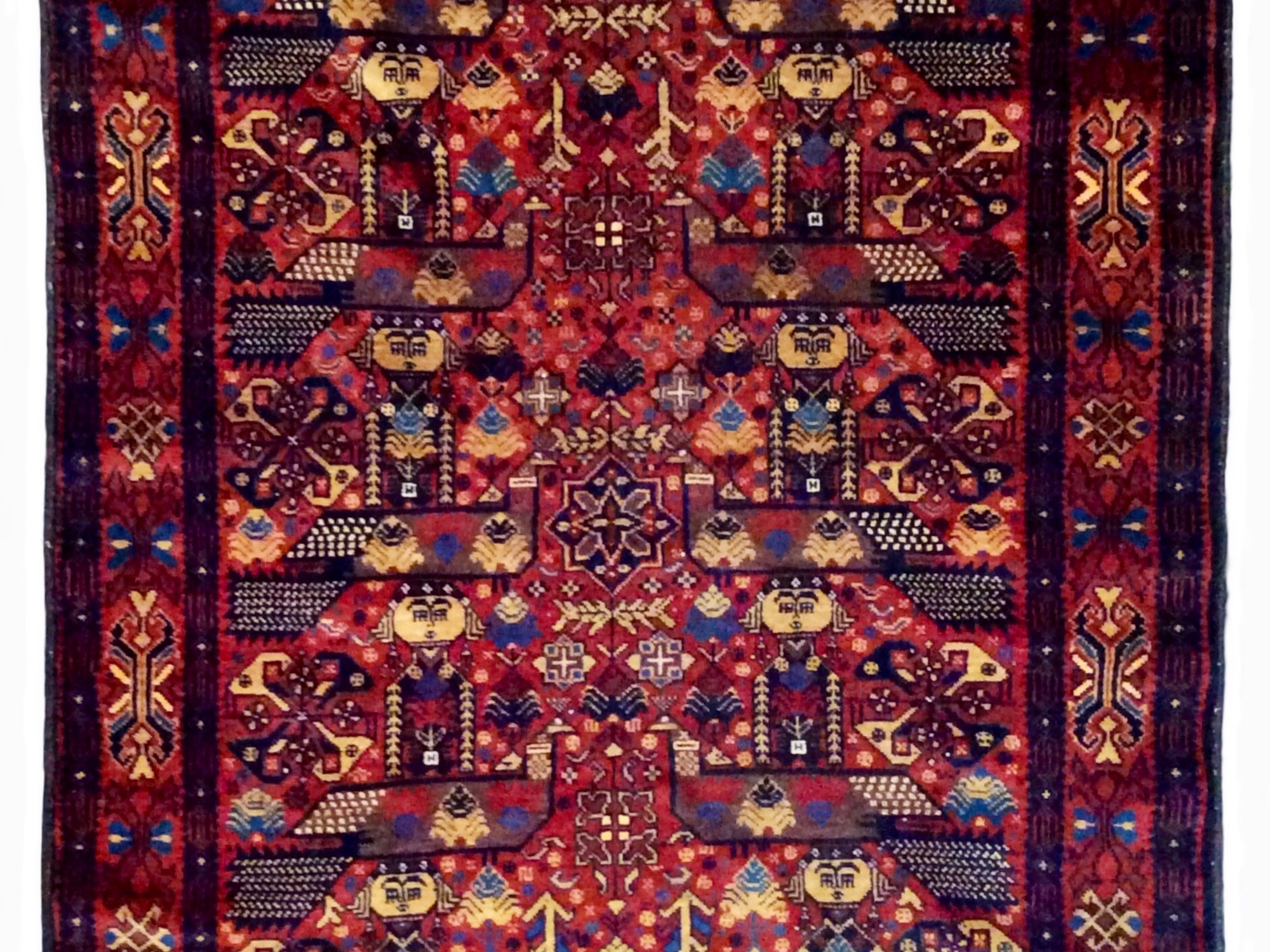 ペルシャ絨毯【トライバルラグ】リビングサイズ小（140×200