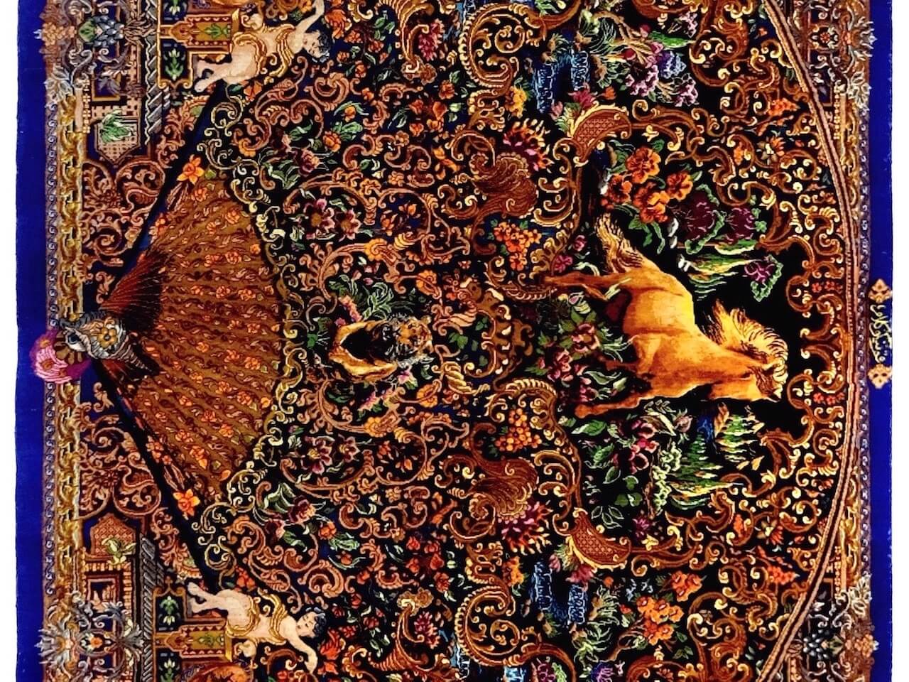 ペルシャ絨毯【シルク】クム産(逸品) 80×117 玄関マット中 ¥1,980,000 