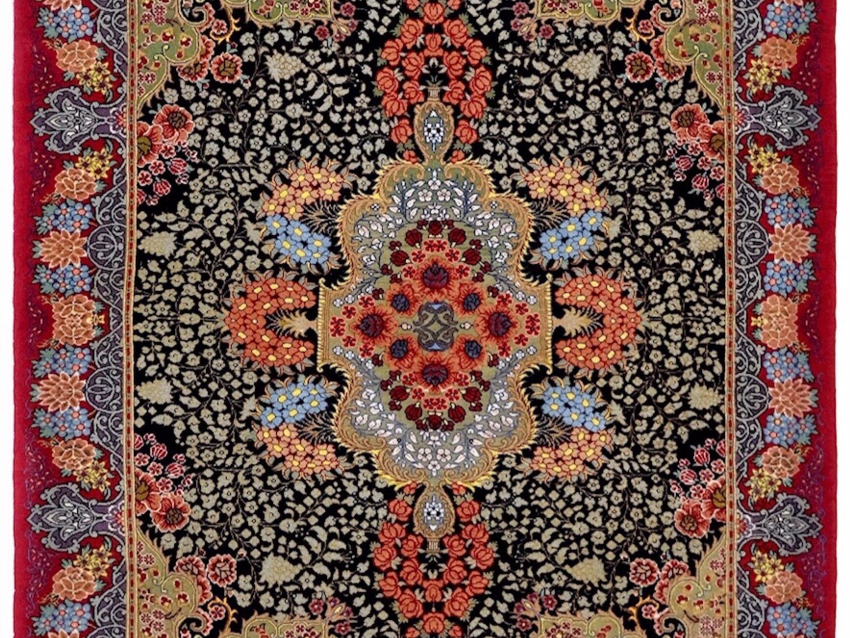 ペルシャ絨毯【ウール】玄関マット大　クム産　110×154(cm)　¥550,000(税込)