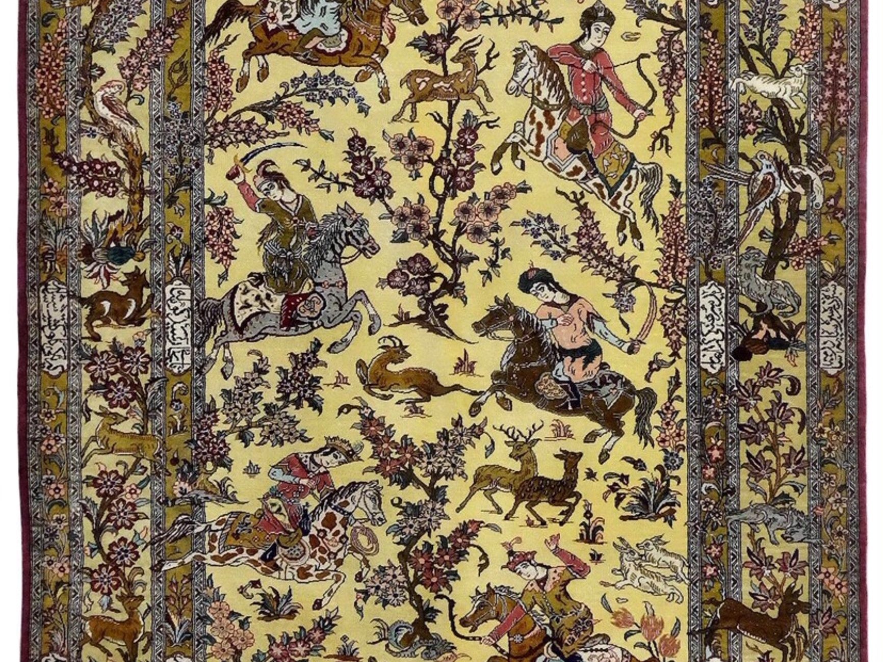 ペルシャ絨毯【シルク】玄関マット大　マラゲ産　101×144(cm)　¥660,000(税込)