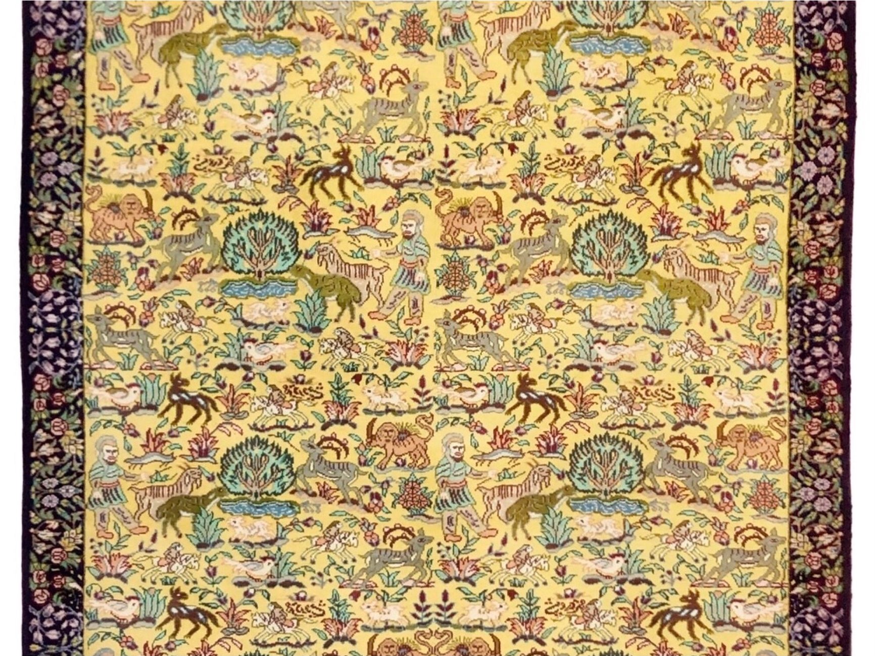 ペルシャ絨毯【シルク】玄関マット小　クム産　59×90(cm)　¥495,000(税込)