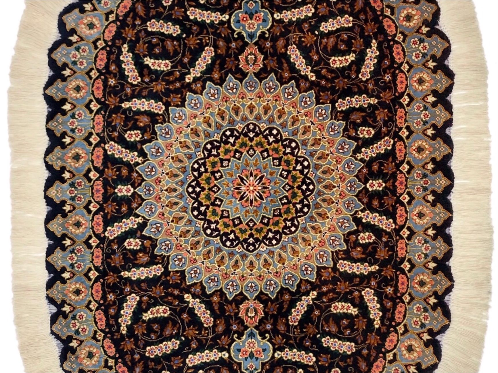 ペルシャ絨毯【シルク】玄関マット小　マラゲ産(クム柄)　60×89(cm)　¥308,000(税込)