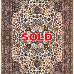 Ornate Persian-style rug with floral pattern and a bold red 'SOLD' overlay.