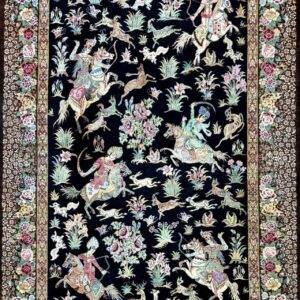 persian-rug-ペルシャ絨毯-クム-サレヒ工房-ハンティング-シルク-148x1001 | ペルシャ絨毯専門店 フルーリア東京