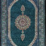 クム産シルクペルシャ絨毯 ムサビー工房 エメラルドグリーン 88×59cm