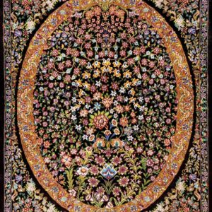 ペルシャ絨毯【シルク】クム　90x60cm　*C-5305